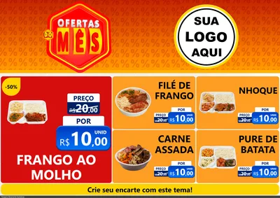 Modelo de Encarte para Encarte A4 Horizontal com o tema Ofertas do Mês para Restaurante