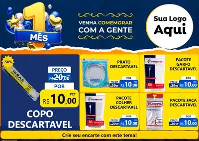 Modelo de Encarte para Encarte A4 Horizontal com o tema Um Mês de Aniversário para Embalagens
