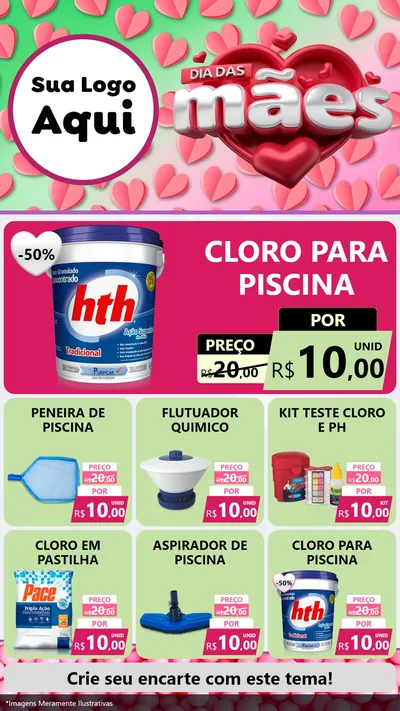 Modelo de Rede Social para Stories com o tema Dia das Mães para Produtos para Piscina