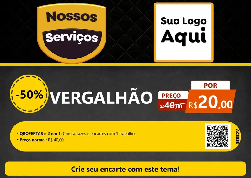 Modelo de Cartaz para Cartaz A4 Horizontal com o tema Nossos Serviços para Ferragens