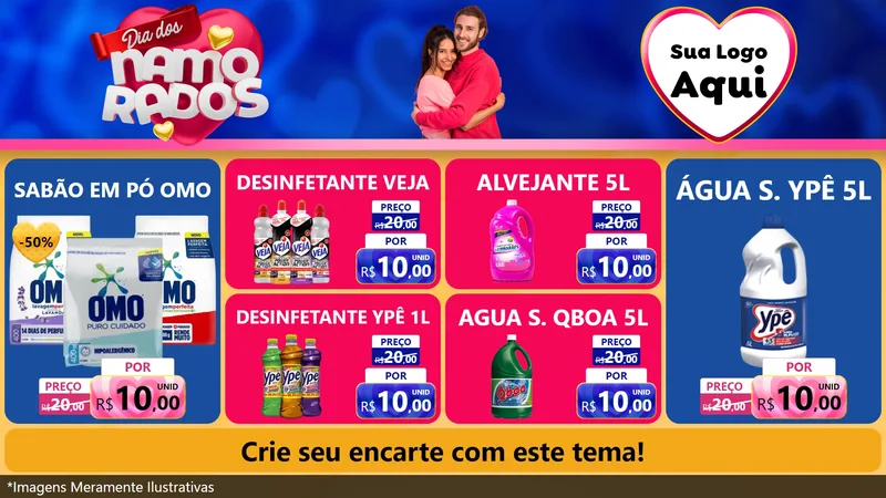 Modelo de TV para TV Horizontal com o tema Dia dos namorados para Produtos de Limpeza