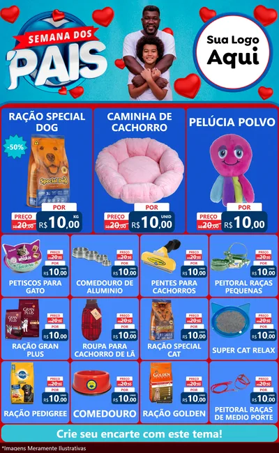 Modelo de Encarte para Encarte Grande com o tema Semana Dos Pais para Pet Shop