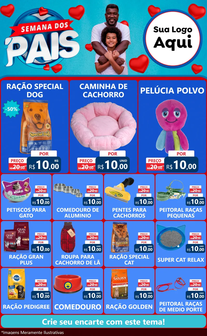 Modelo de Encarte para Encarte Grande com o tema Semana Dos Pais para Pet Shop