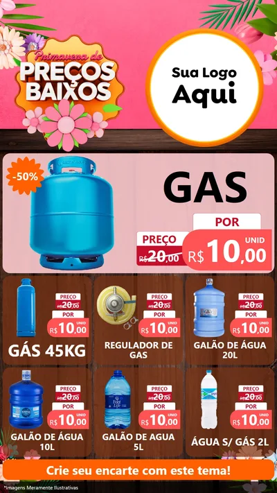 Modelo de Rede Social para Stories com o tema Primavera de Preços Baixos para Água e gás