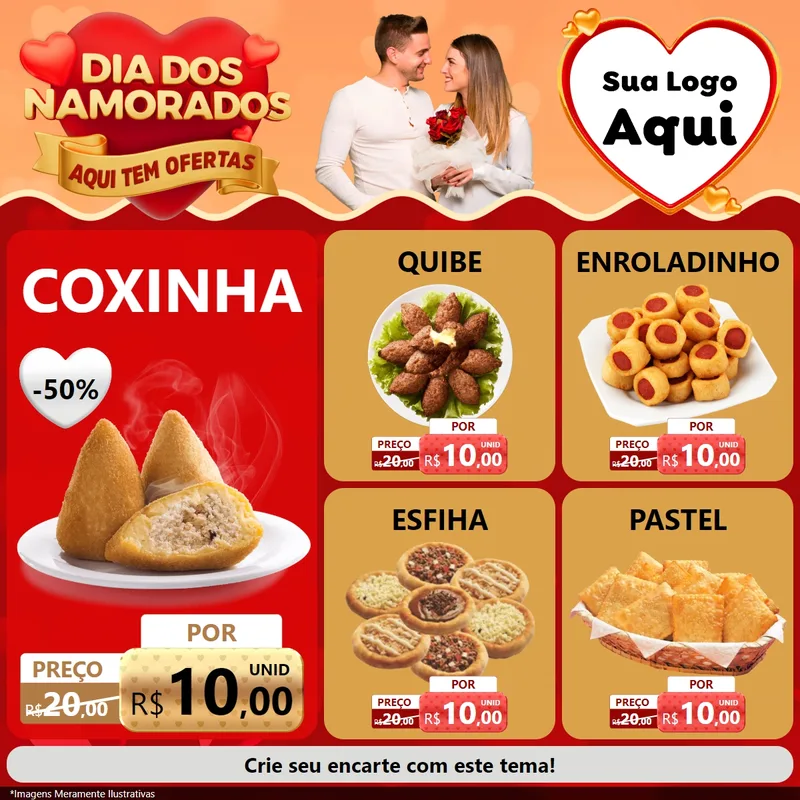 Modelo de Rede Social para Feed Facebook com o tema Dia dos Namorados - Aqui Tem Ofertas para Salgadaria