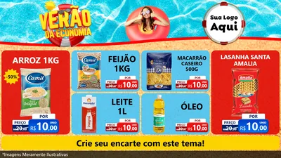 Modelo de TV para TV Horizontal com o tema Verão da Economia para Supermercado