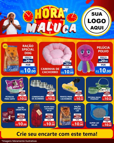Modelo de Rede Social para Feed Instagram com o tema Hora Maluca para Pet Shop