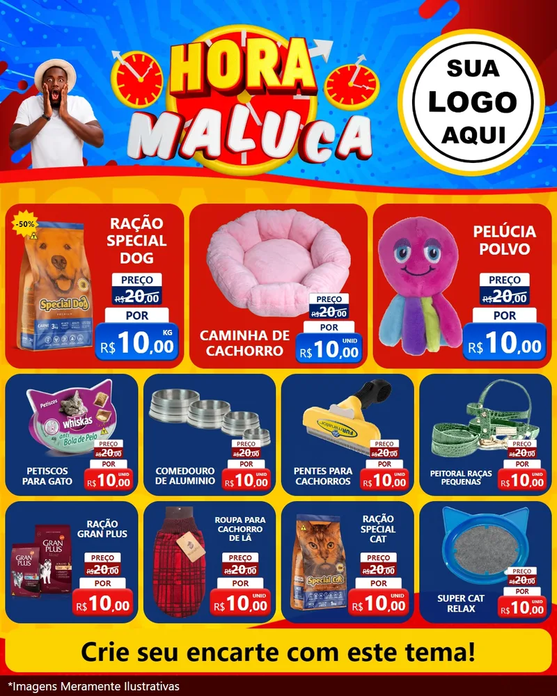 Modelo de Rede Social para Feed Instagram com o tema Hora Maluca para Pet Shop
