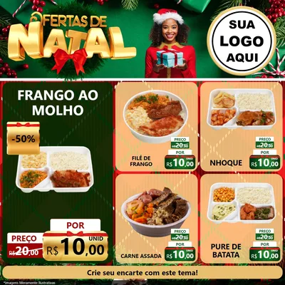 Modelo de Rede Social para Feed Facebook com o tema Ofertas de Natal para Restaurante