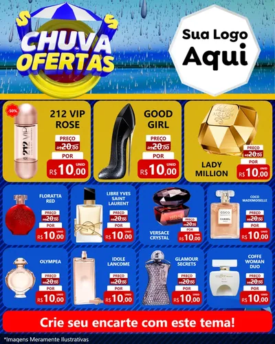 Modelo de Rede Social para Feed Instagram com o tema Chuva de Ofertas para Perfumes