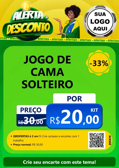 Modelo de Cartaz para Cartaz A4 Vertical com o tema Alerta de Desconto para Cama, Mesa e Banho