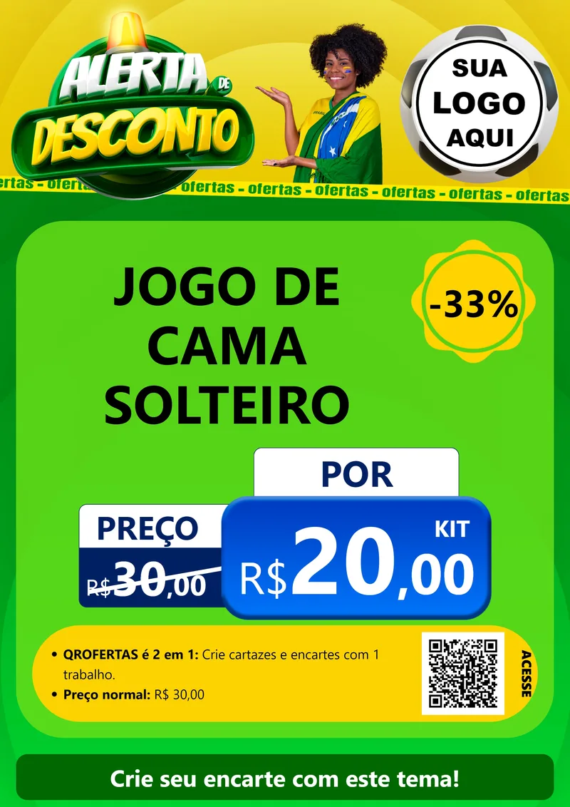 Modelo de Cartaz para Cartaz A4 Vertical com o tema Alerta de Desconto para Cama, Mesa e Banho
