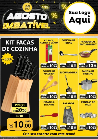Modelo de Encarte para Encarte A4 Vertical com o tema Agosto Imbatível para Utilidades Domésticas