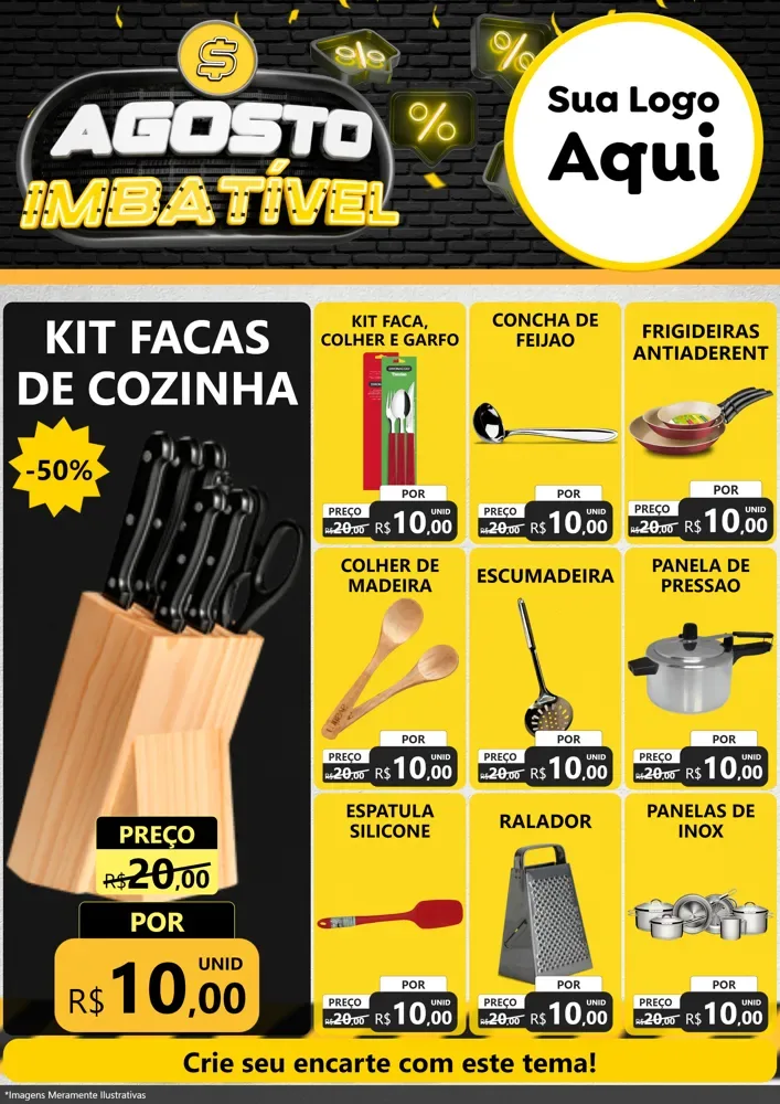 Modelo de Encarte para Encarte A4 Vertical com o tema Agosto Imbatível para Utilidades Domésticas