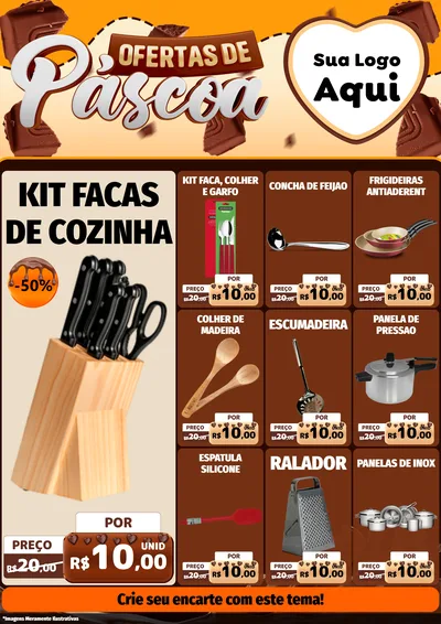 Modelo de Encarte para Encarte A4 Vertical com o tema Ofertas de Páscoa para Utilidades Domésticas