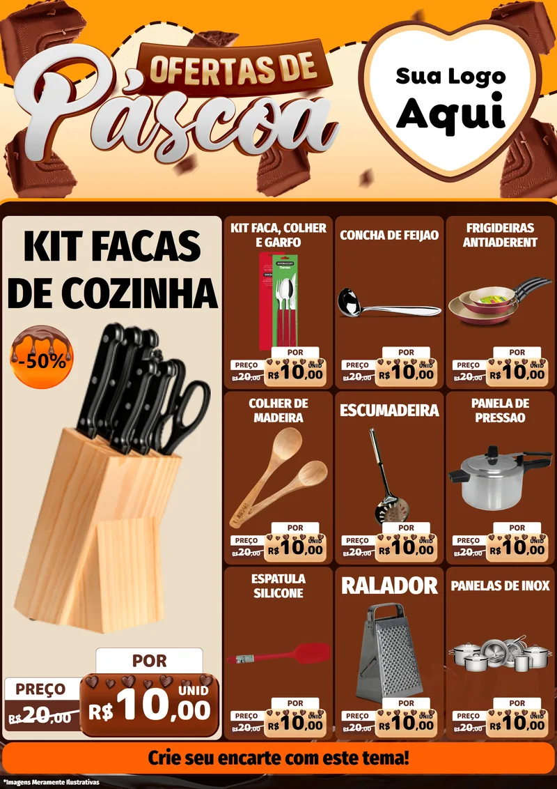 Modelo de Encarte para Encarte A4 Vertical com o tema Ofertas de Páscoa para Utilidades Domésticas