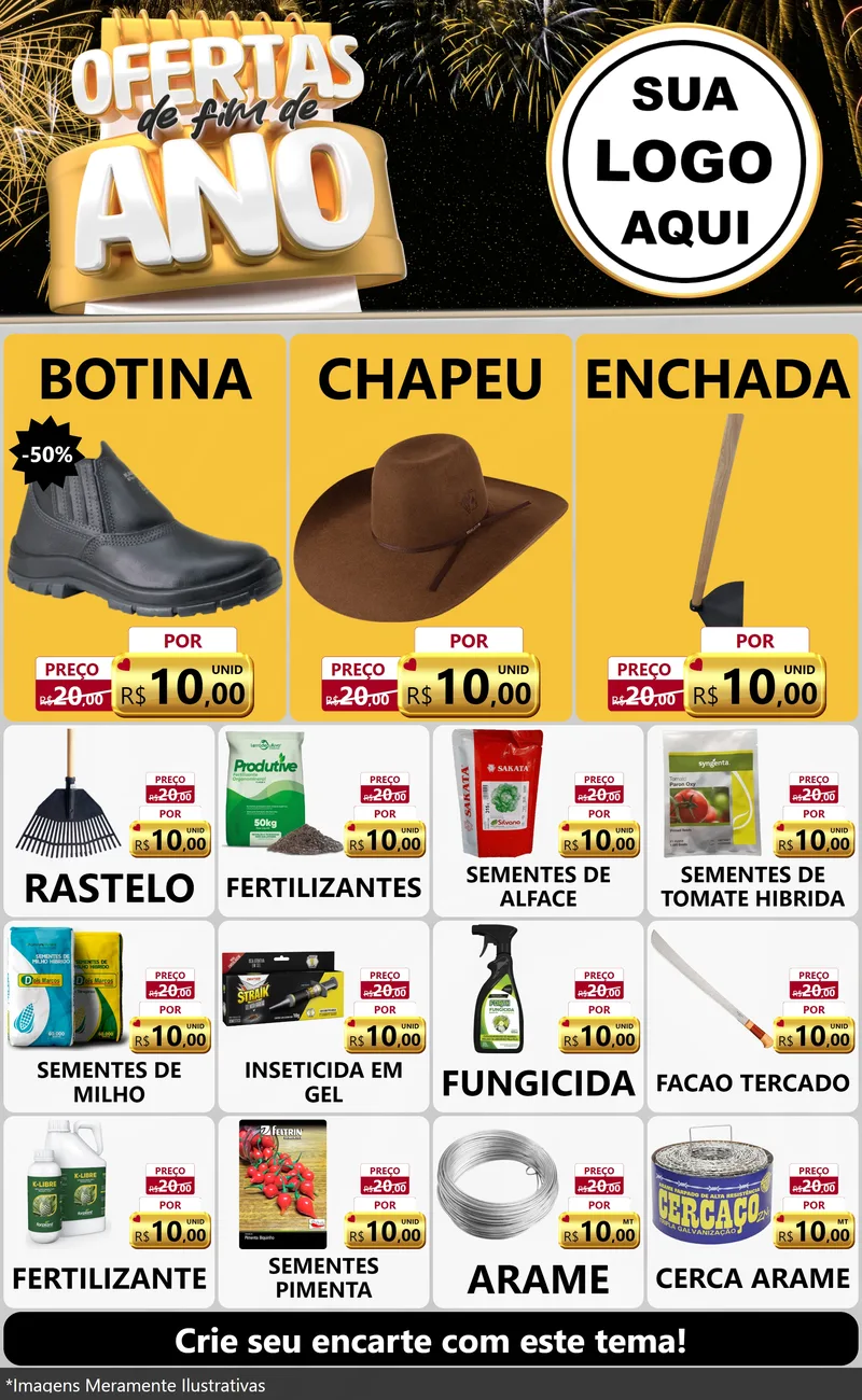Modelo de Encarte para Encarte Grande com o tema Ofertas de Fim de Ano para Agropecuária