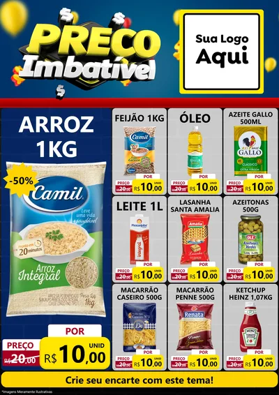 Modelo de Encarte para Encarte A4 Vertical com o tema Preço Imbatível para Supermercado
