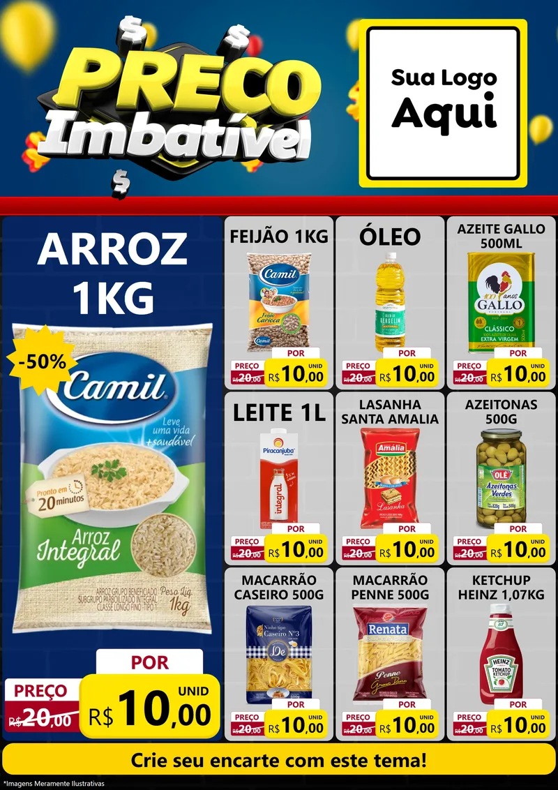 Modelo de Encarte para Encarte A4 Vertical com o tema Preço Imbatível para Supermercado
