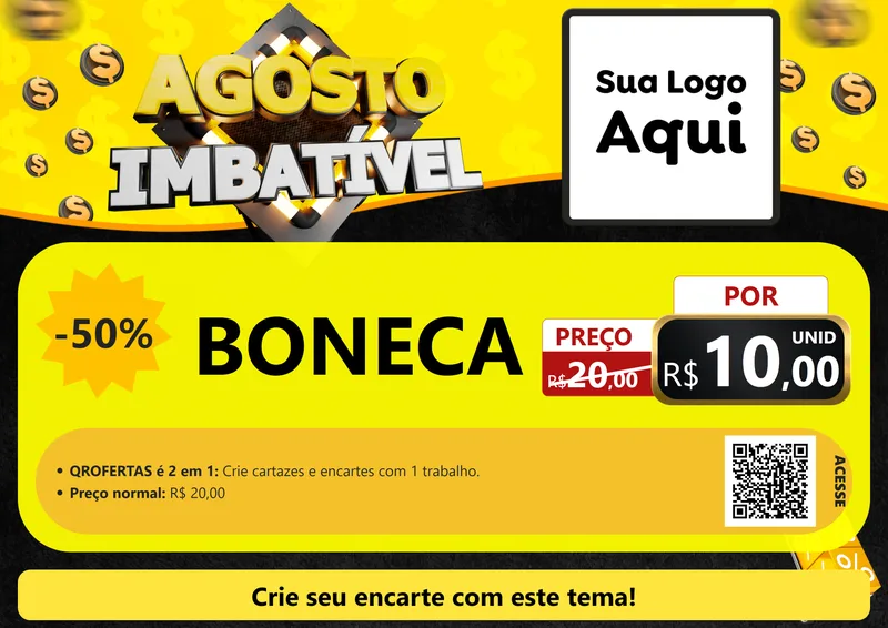 Modelo de Cartaz para Cartaz A4 Horizontal com o tema Agosto Imbatível para Brinquedos