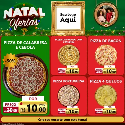 Modelo de Rede Social para Feed Facebook com o tema Natal de Ofertas para Pizzaria
