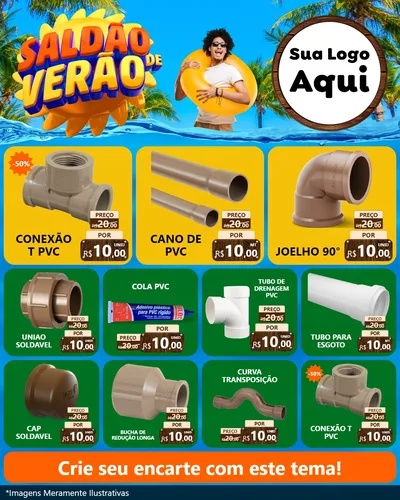 Modelo de Rede Social para Feed Instagram com o tema Saldão de Verão para Tubos e conexões