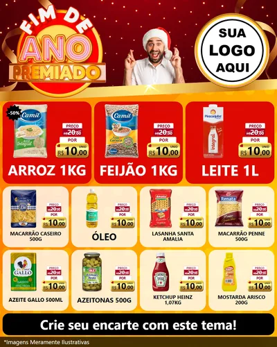 Modelo de Rede Social para Feed Instagram com o tema Fim de Ano Premiado para Supermercado
