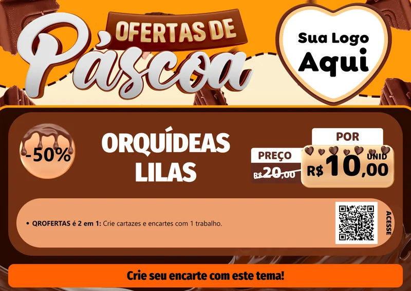Modelo de Cartaz para Cartaz A4 Horizontal com o tema Ofertas de Páscoa para Floricultura e jardim