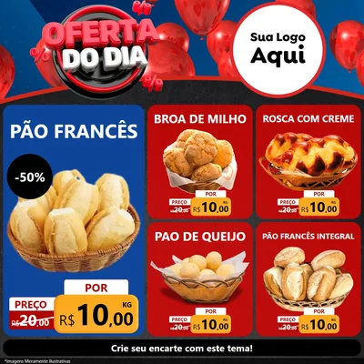 Modelo de Rede Social para Feed Facebook com o tema Oferta do Dia para Padaria
