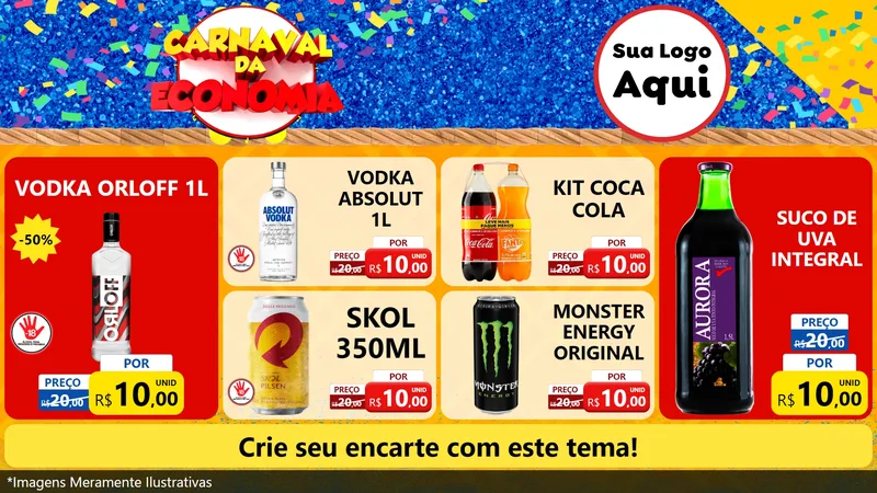 Modelo de TV para TV Horizontal com o tema Carnaval da Economia para Distribuidora de bebidas