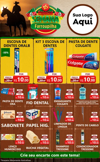 Modelo de Encarte para Encarte Grande com o tema Especial Semana Farroupilha para Higiene Pessoal