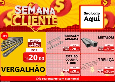 Modelo de Encarte para Encarte A4 Horizontal com o tema Semana do Cliente para Ferragens