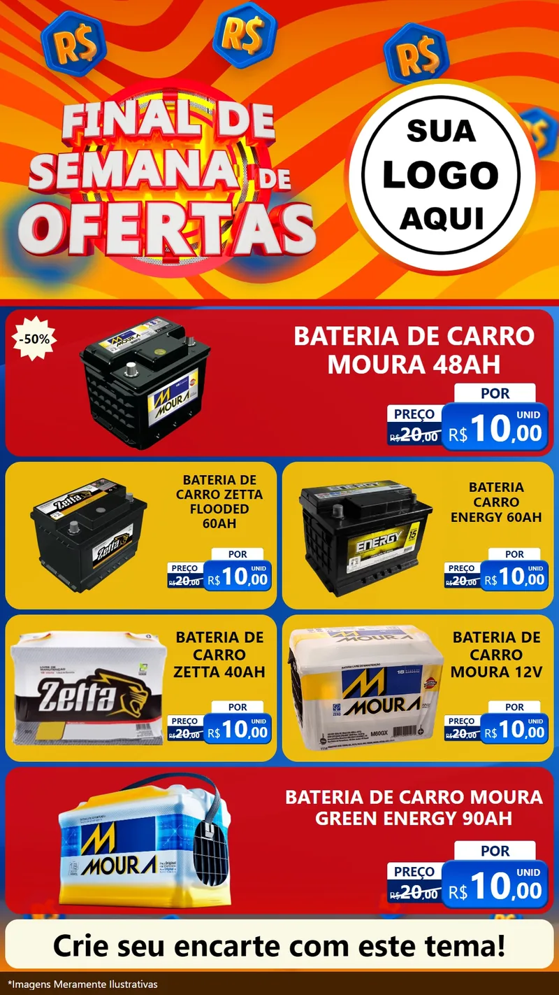 Modelo de TV para TV Vertical com o tema Final de Semana de Ofertas para Baterias Elétricas