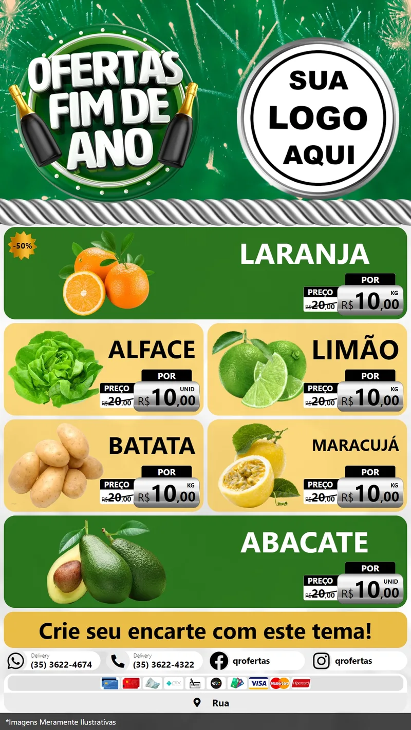 Modelo de TV para TV Vertical com o tema Ofertas Fim de Ano para Hortifrúti