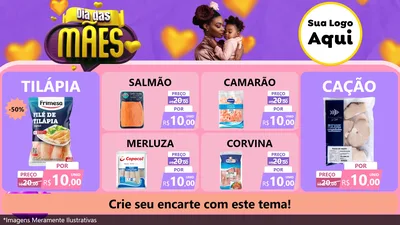 Modelo de TV para TV Horizontal com o tema Dia das Mães para Peixaria