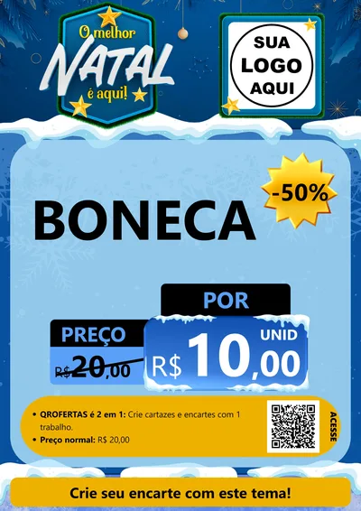 Modelo de Cartaz para Cartaz A4 Vertical com o tema O Melhor Natal É Aqui! para Brinquedos