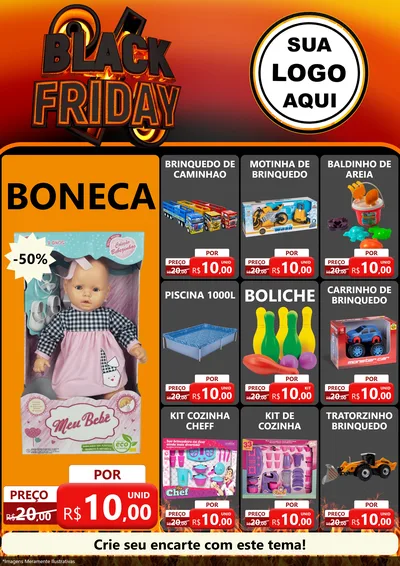 Modelo de Encarte para Encarte A4 Vertical com o tema Black Friday para Brinquedos