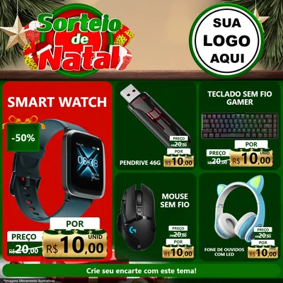 Modelo de Rede Social para Feed Facebook com o tema Sorteio de Natal para Informática