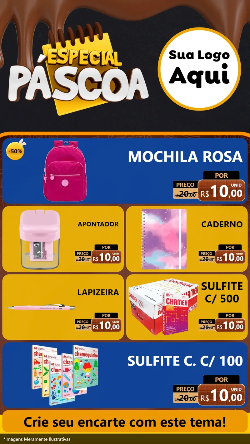 Modelo de TV para TV Vertical com o tema Especial Páscoa para Papelaria