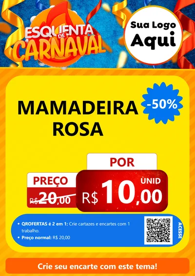 Modelo de Cartaz para Cartaz A4 Vertical com o tema Esquenta de Carnaval para Bebês