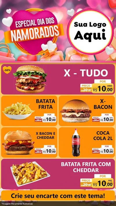 Modelo de TV para TV Vertical com o tema Especial Dia dos Namorados para Hamburgueria