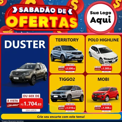 Modelo de Rede Social para Feed Facebook com o tema Sabadão de Ofertas para Concessionaria de Carros