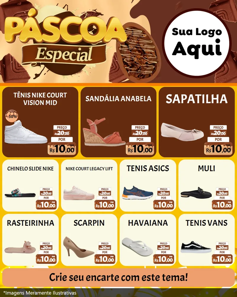 Modelo de Rede Social para Feed Instagram com o tema Páscoa Especial para Calçados