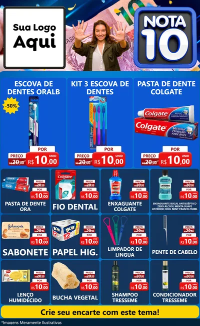 Modelo de Encarte para Encarte Grande com o tema Nota 10 para Higiene Pessoal