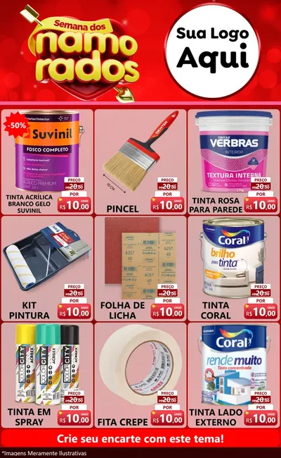Modelo de Encarte para Encarte Grande com o tema Semana dos namorados para Tintas e Ferramentas