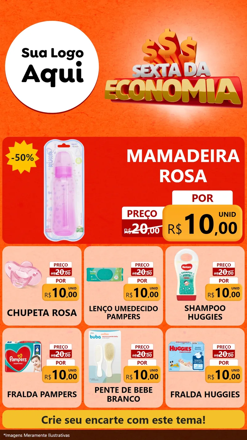 Modelo de Rede Social para Stories com o tema Sexta da Economia para Bebês