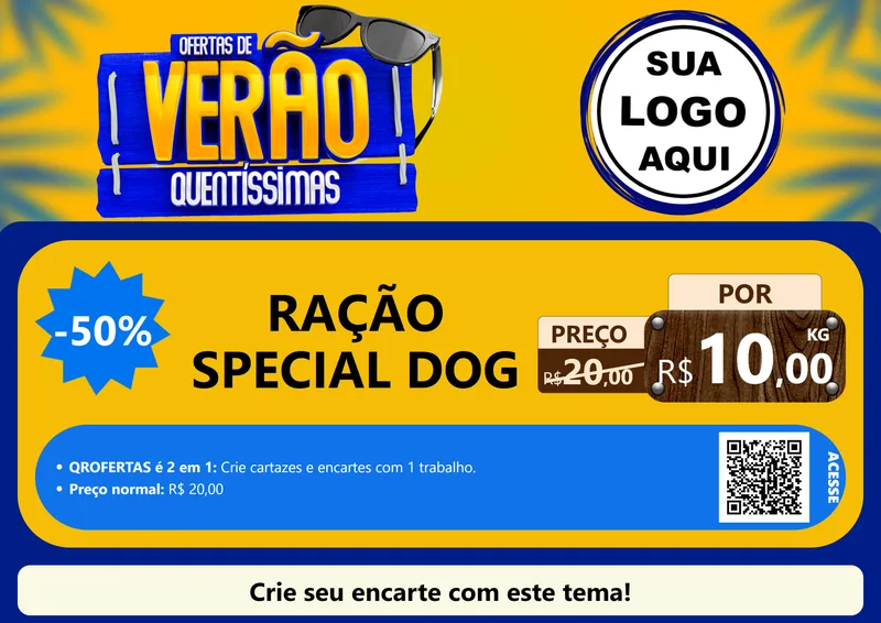 Modelo de Cartaz para Cartaz A4 Horizontal com o tema Ofertas de Verão Quentíssimas para Pet Shop