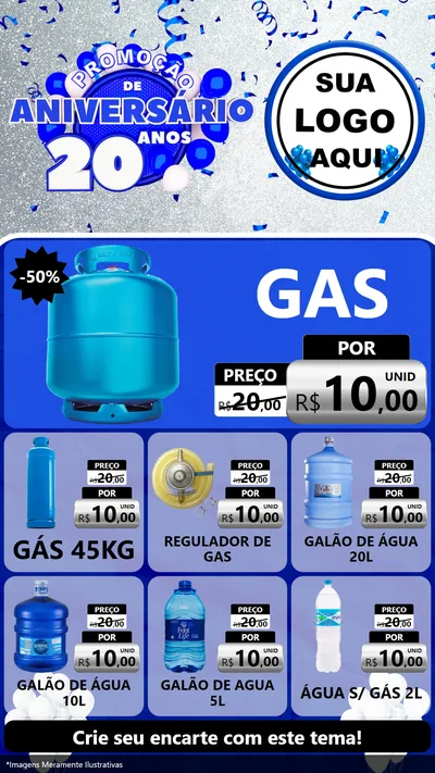 Modelo de Rede Social para Stories com o tema Promoção de Aniversário - 20 Anos para Água e gás