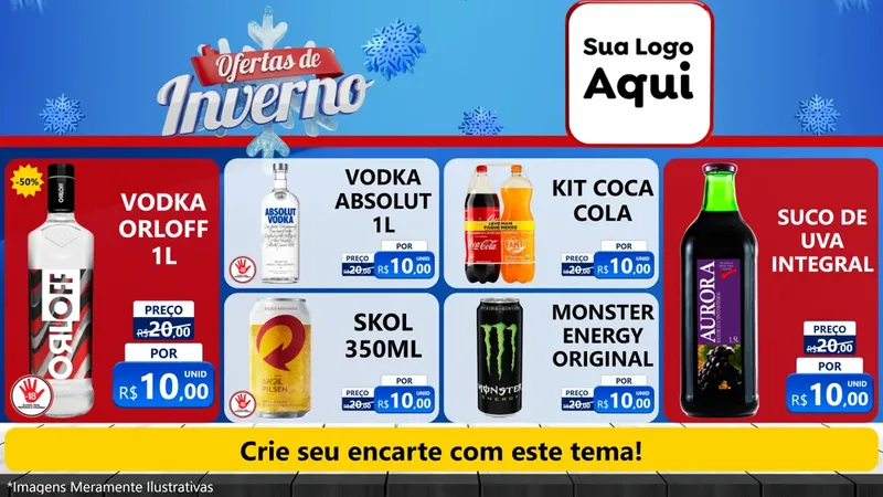 Modelo de TV para TV Horizontal com o tema Ofertas de Inverno para Distribuidora de bebidas