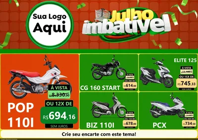 Modelo de Encarte para Encarte A4 Horizontal com o tema Julho Imbatível para Concessionaria de Motos